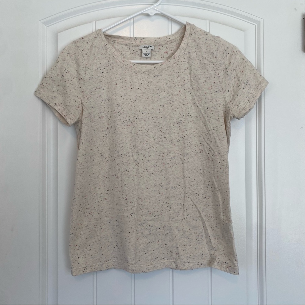 J Crew Women's Cream + Confetti Short Sleeve Tee Size Small
